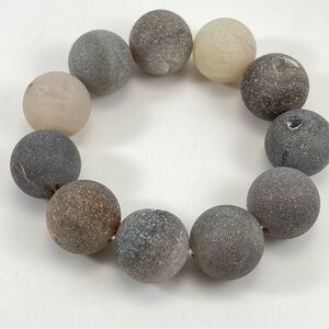 Beautiful Natural Large Agate Druzy Beaded Stretch Bracelet